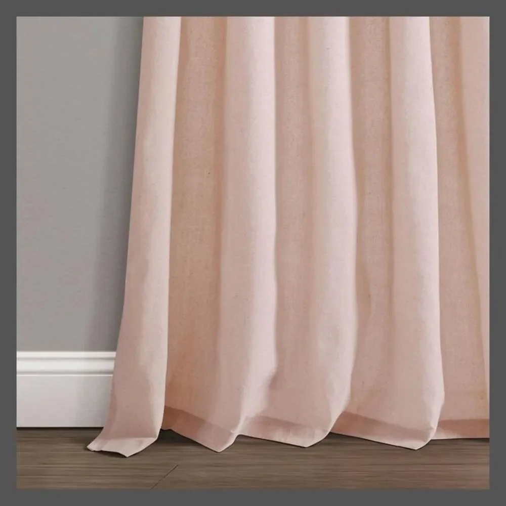 Lush Decor - Set of 2 (84"x45") Burlap Knotted Tab Top Light Fi Pink - Picture 3 of 4